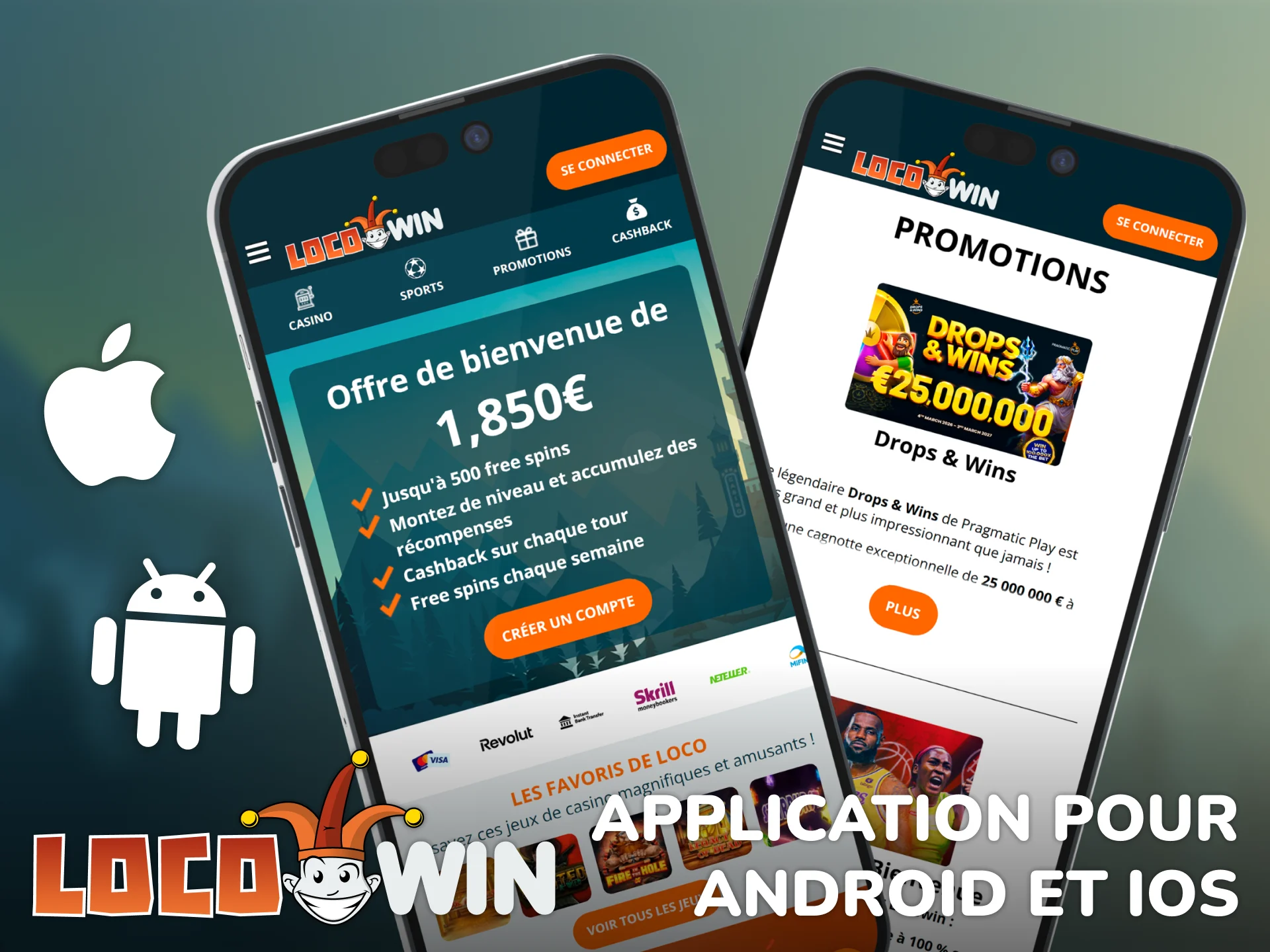 Téléchargez l'application Locowin pour Android et iOS sur votre mobile.