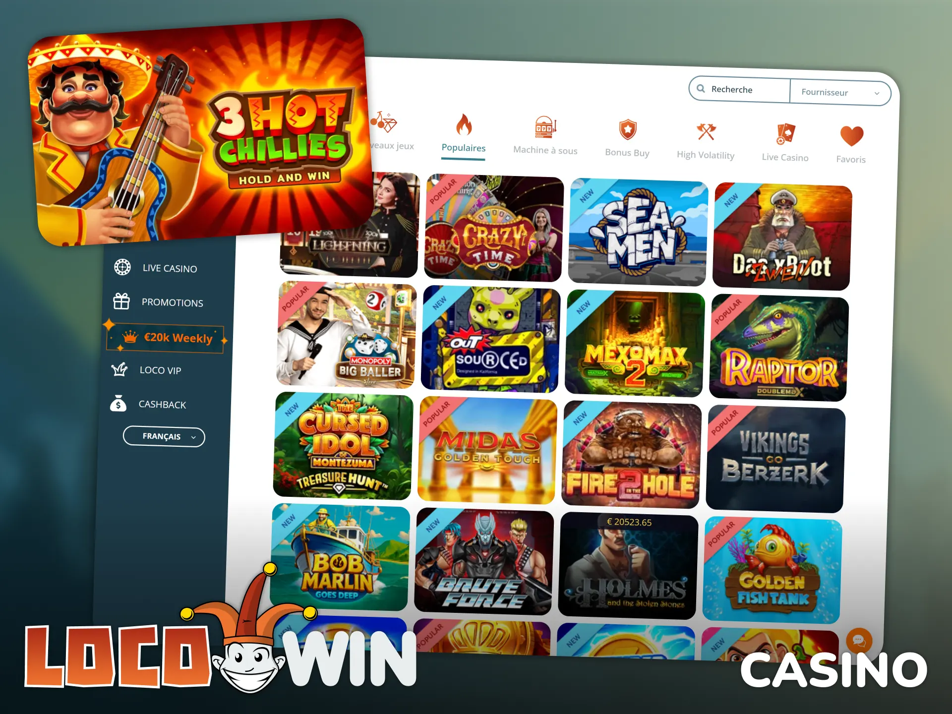 Explorez la plateforme casino Locowin pour découvrir une vaste sélection de jeux.