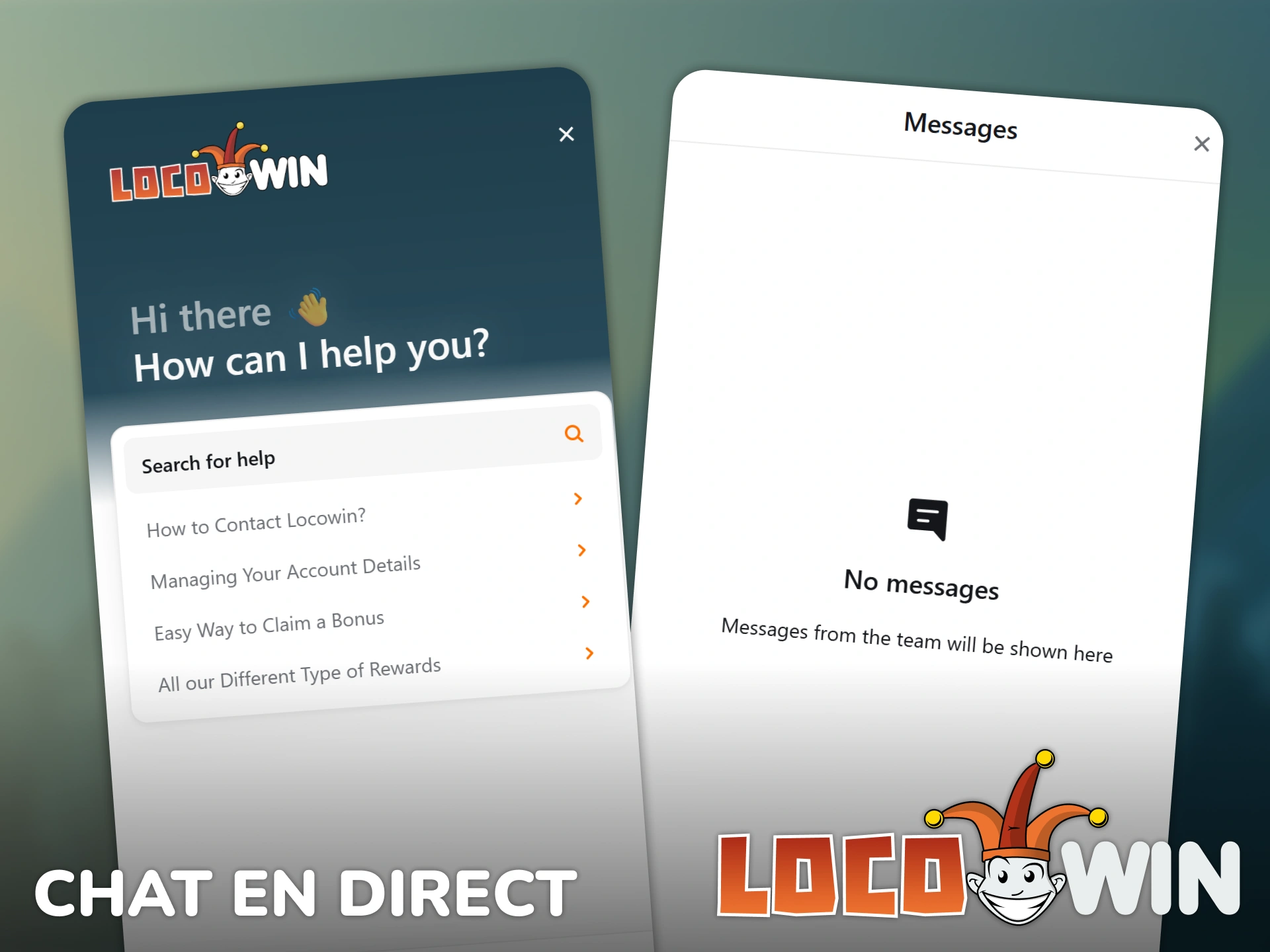Utilisez le chat en direct Locowin pour une assistance technique rapide.
