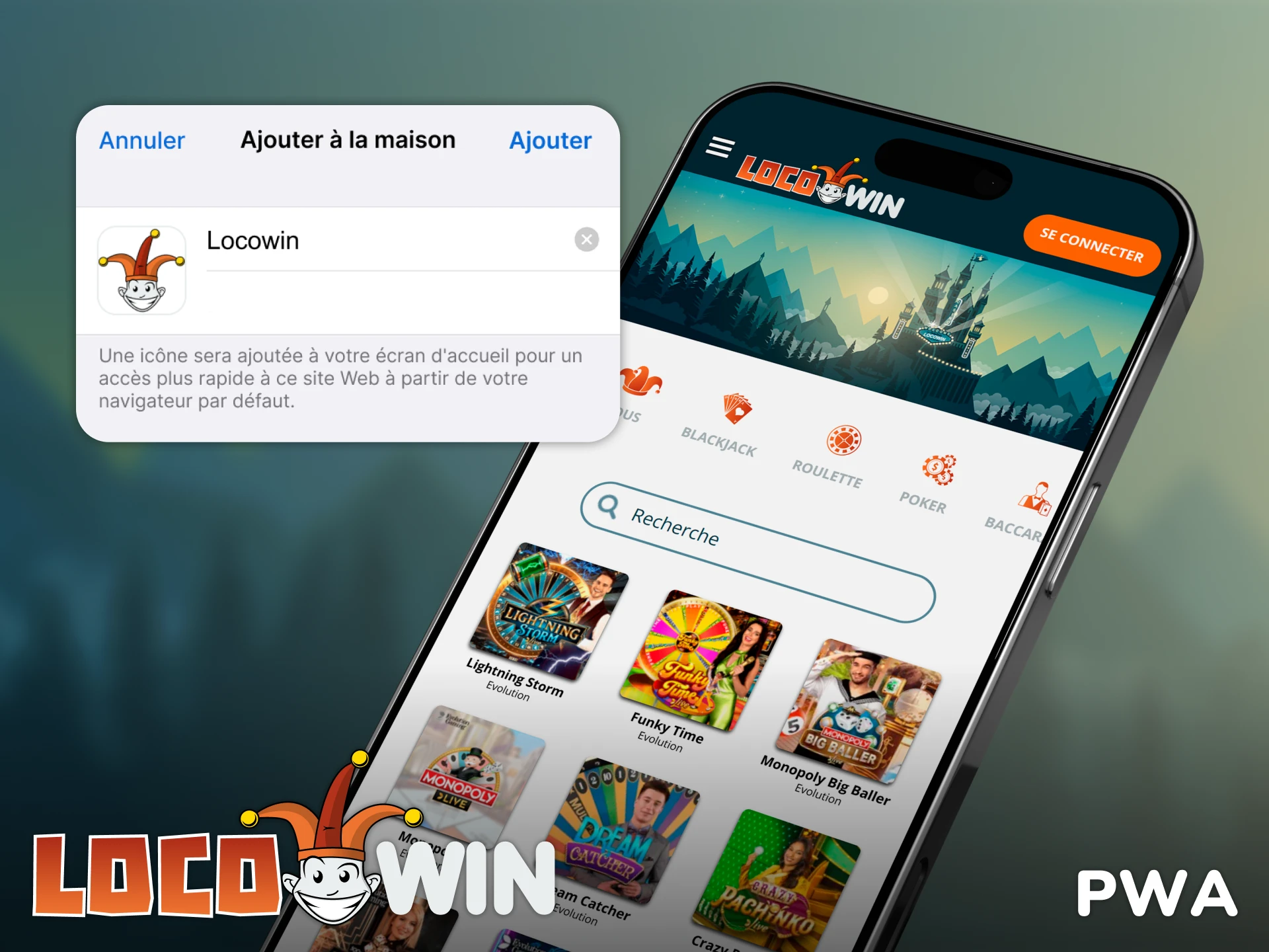 Installez la PWA Locowin pour accéder aux paris sportifs rapidement.