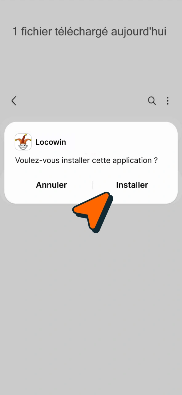 Finalisez l'installation de l'APK Locowin pour commencer à jouer.