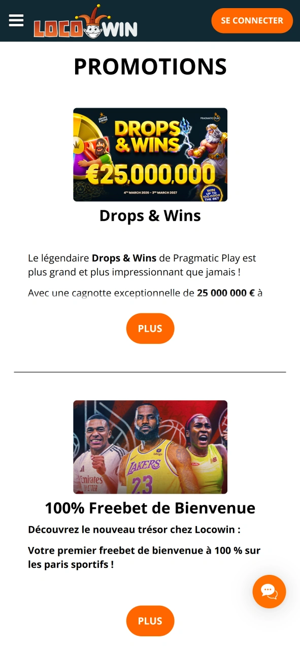 Profitez de nombreux bonus exceptionnels sur la page bonus de Locowin.