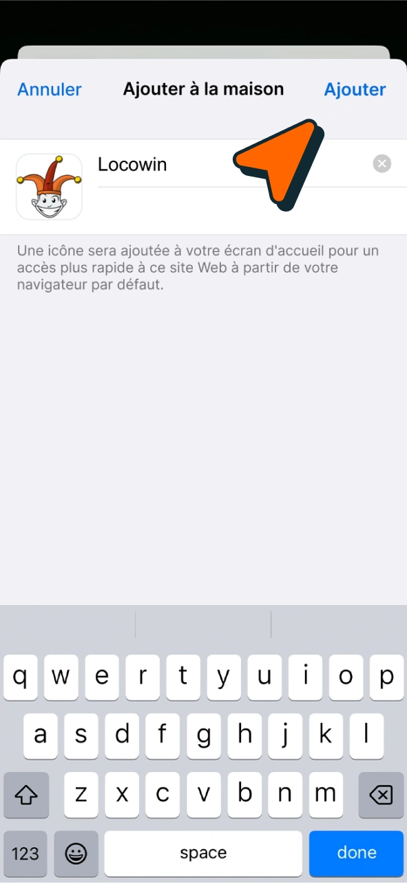 Épinglez l'App Locowin iOS sur votre écran d'accueil mobile.