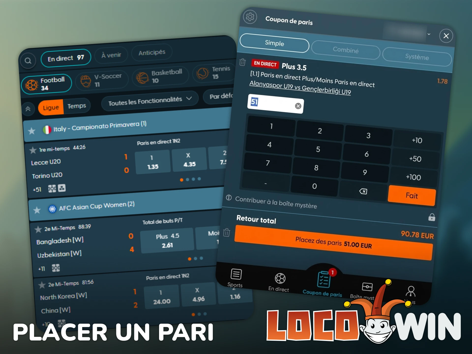 Apprenez à placer votre premier pari sur l'App Locowin facilement.