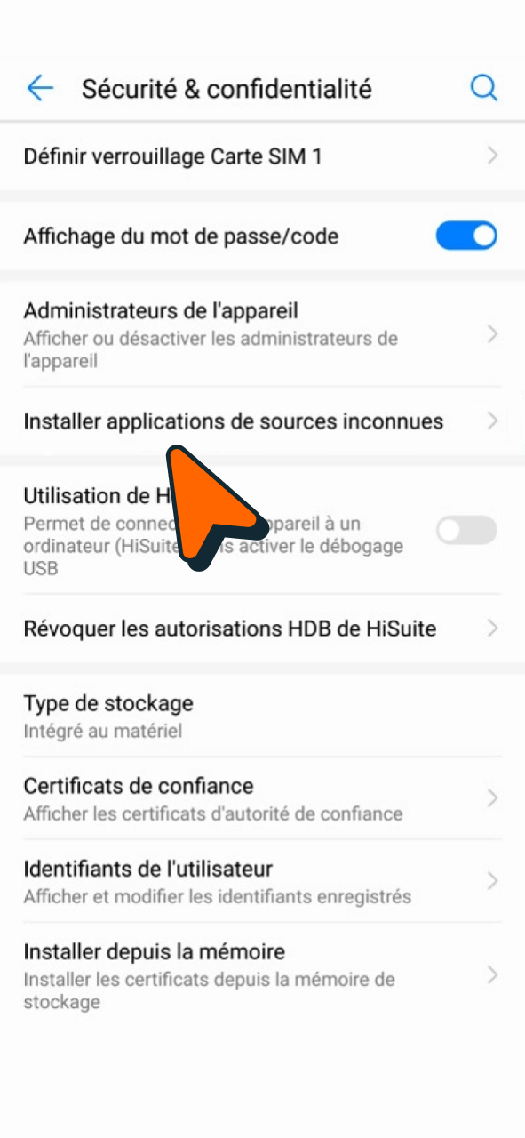 Activez les paramètres Android pour installer Aviator via Locowin.