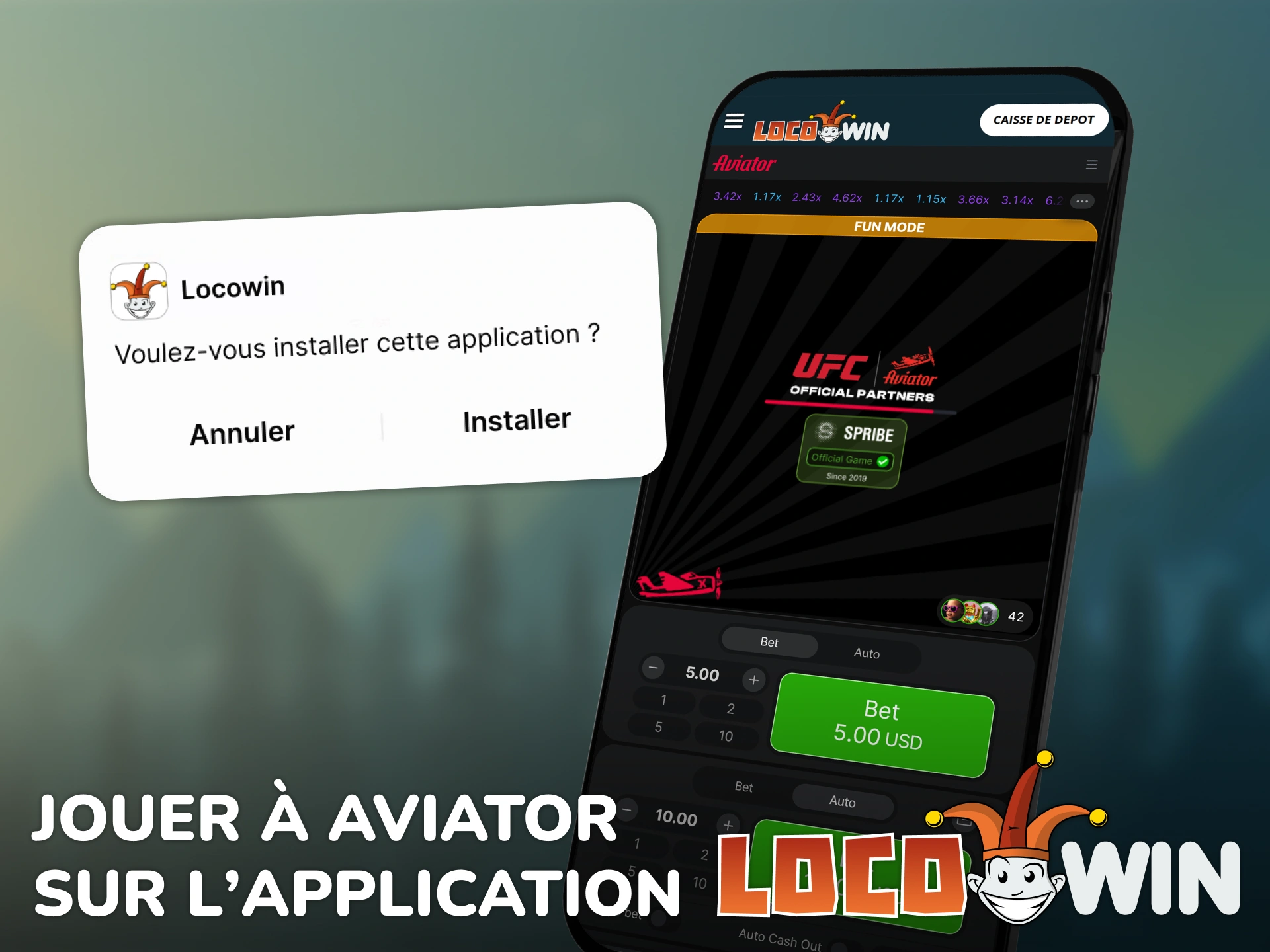 Profitez de l'expérience Aviator sur l'application mobile de Locowin.