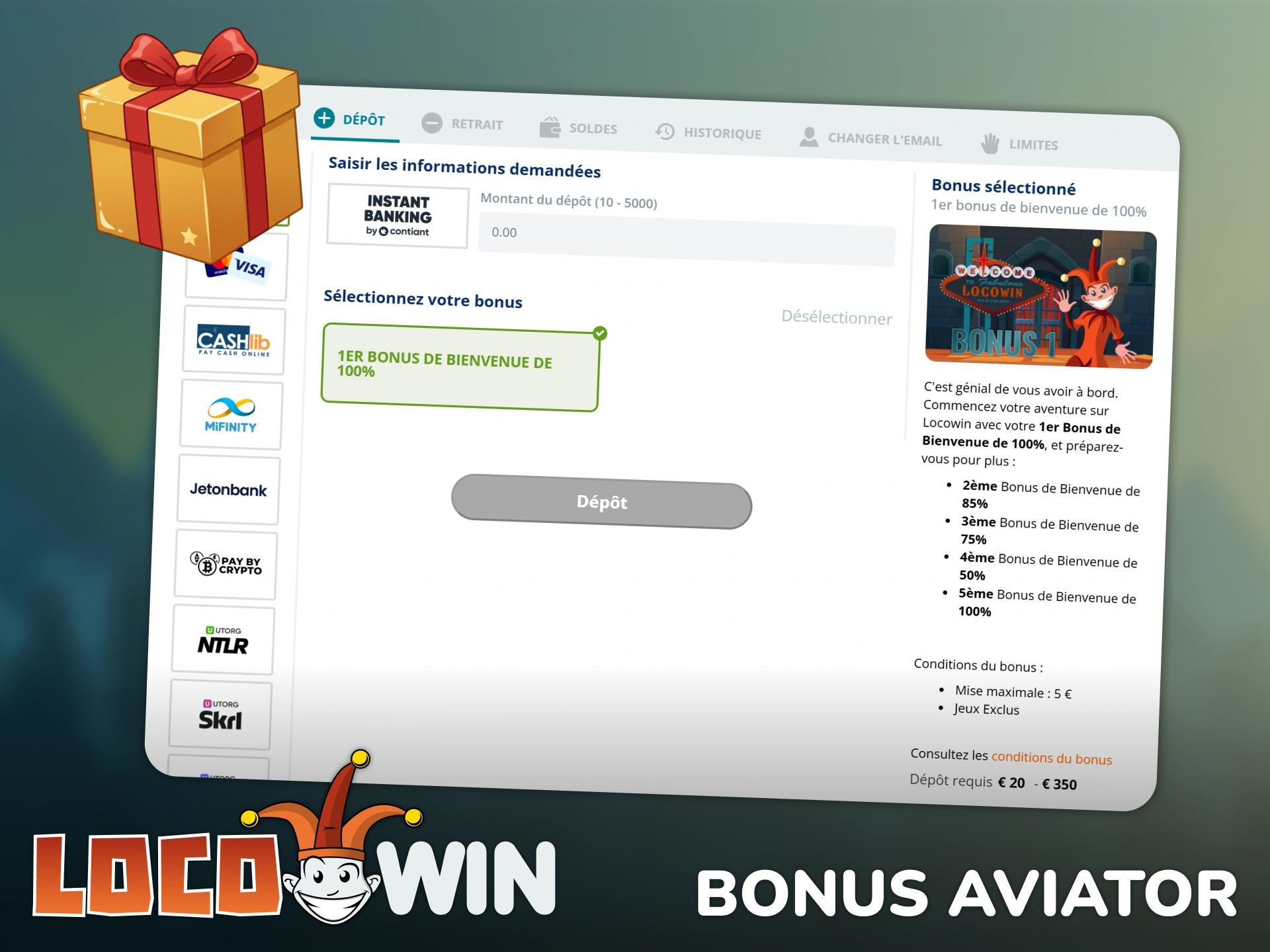 Réclamez votre bonus Aviator exclusif sur Locowin France.