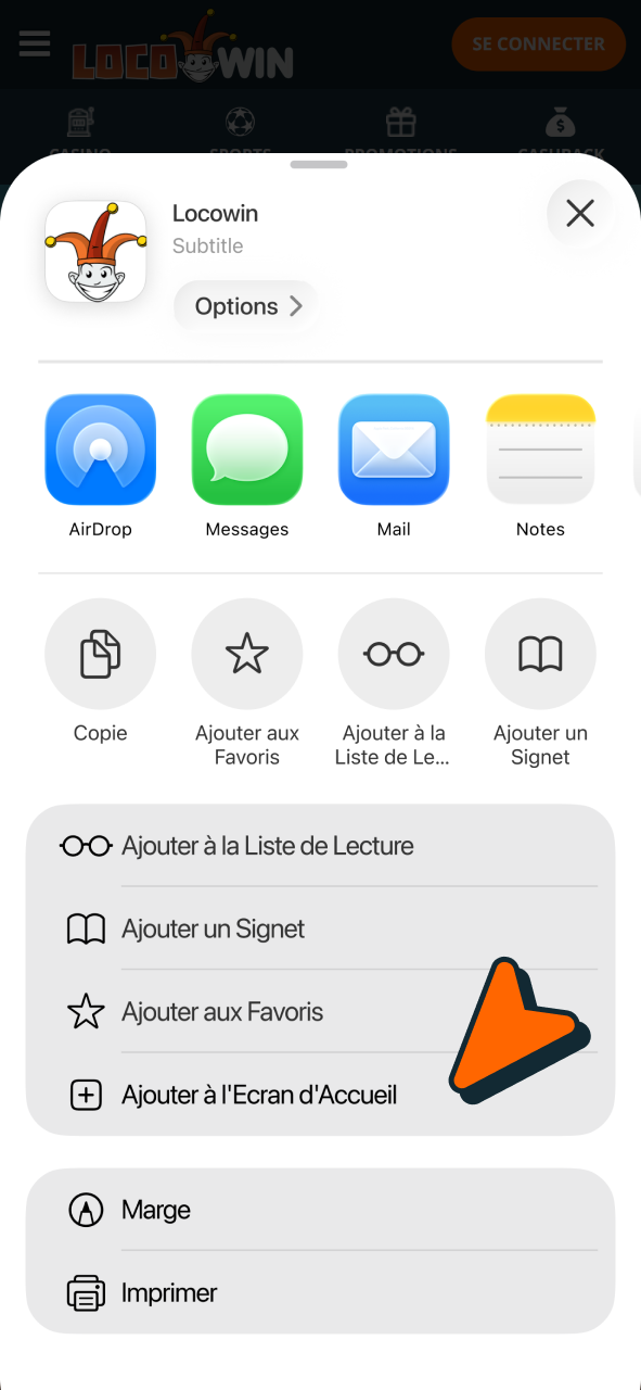 Cliquez sur ce bouton pour ajouter Locowin Aviator à votre écran d'accueil.
