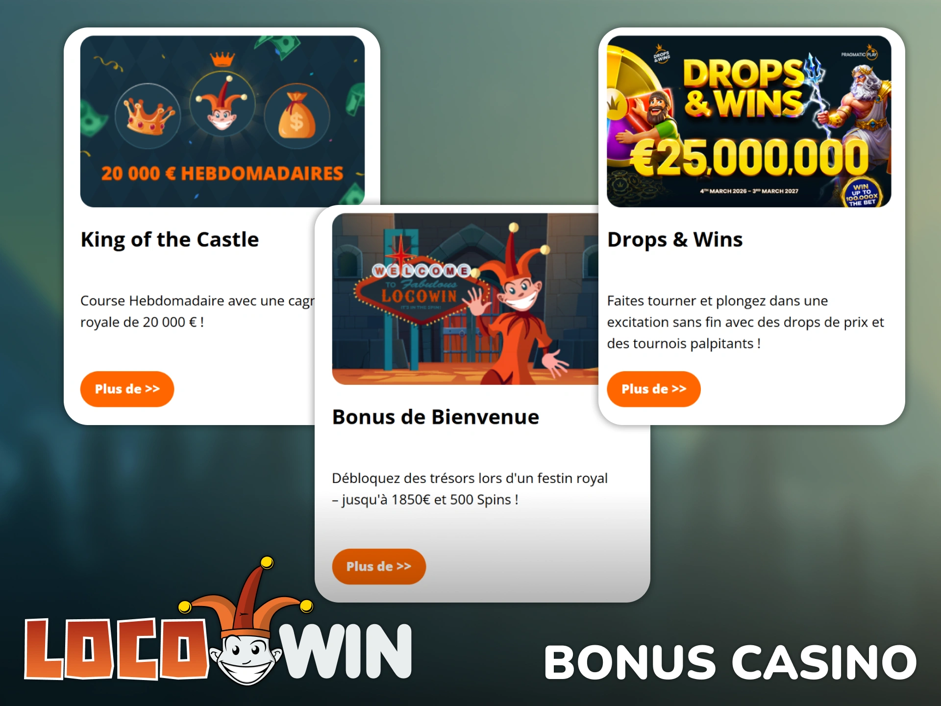 Activez votre bonus casino pour essayer les machines à sous Locowin.