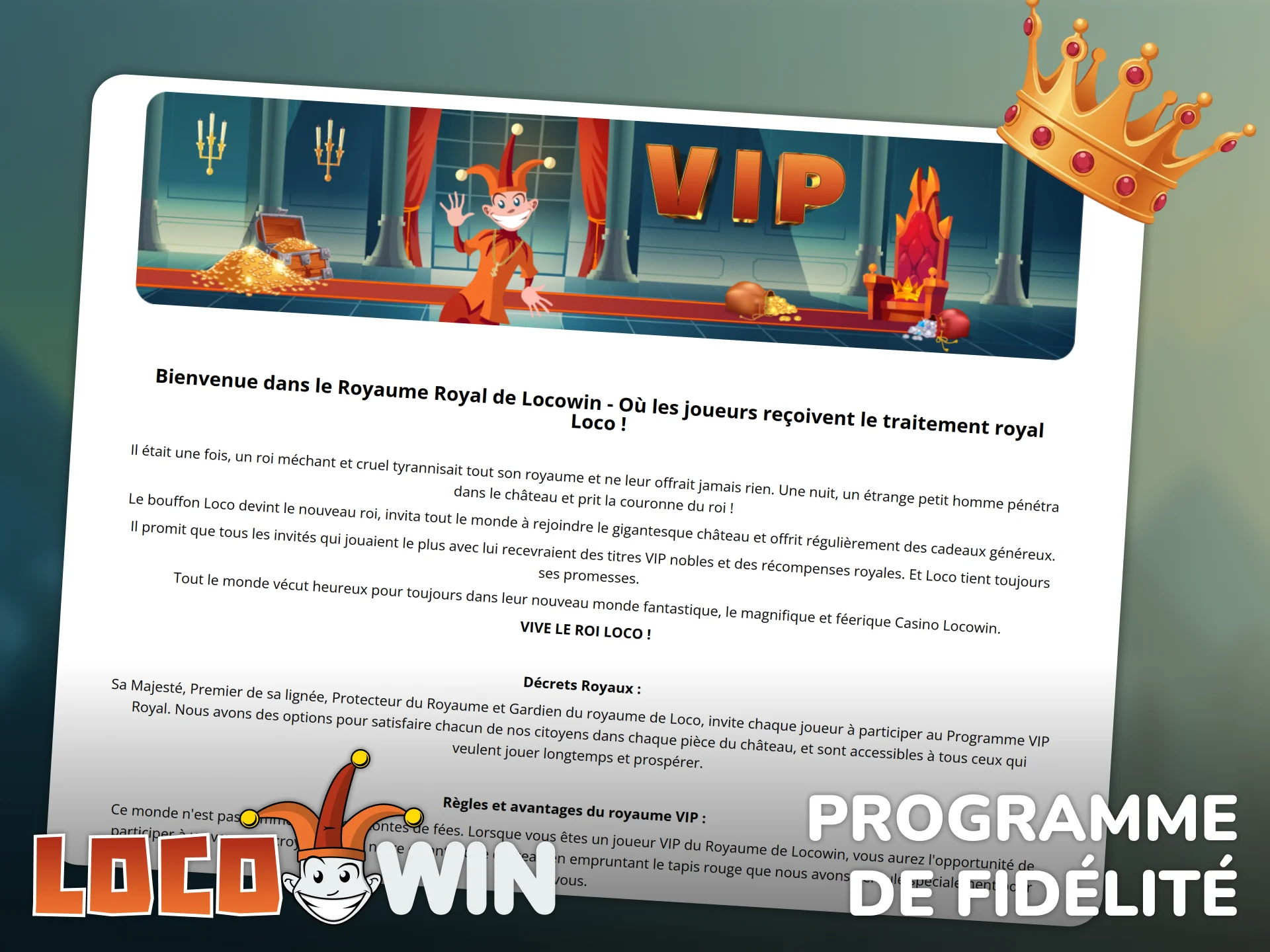 Rejoignez le programme de fidélité Locowin pour obtenir des récompenses exclusives.