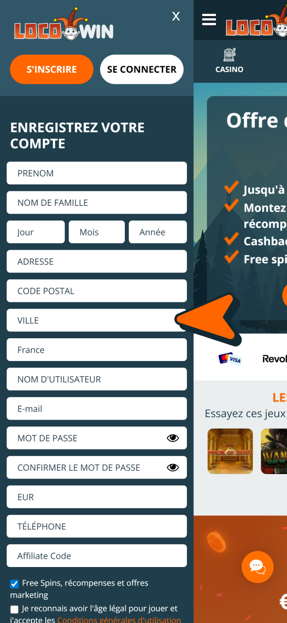 Inscrivez-vous pour activer votre premier bonus sur le casino Locowin.