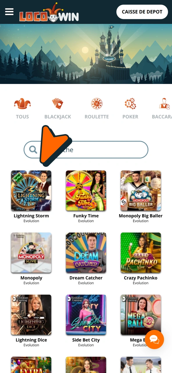 Choisissez une table pour jouer au casino en direct sur Locowin.