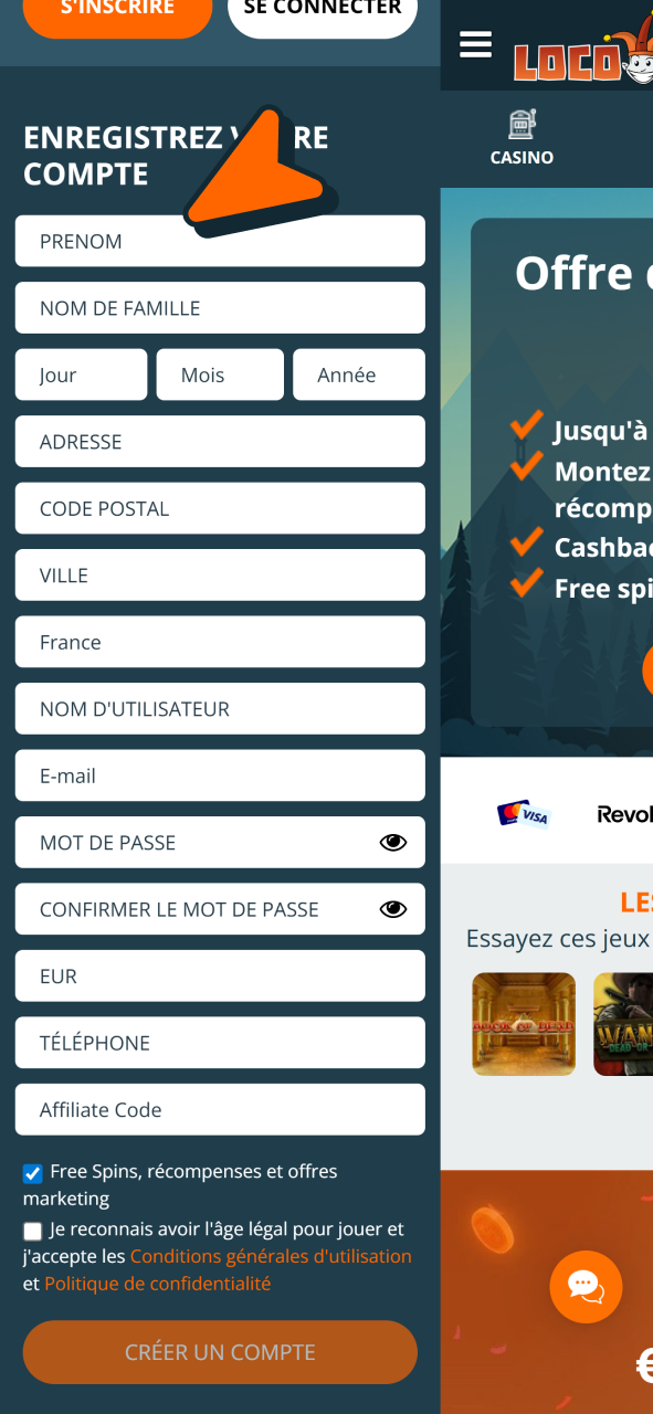 Inscrivez-vous pour jouer au casino en direct sur Locowin France.