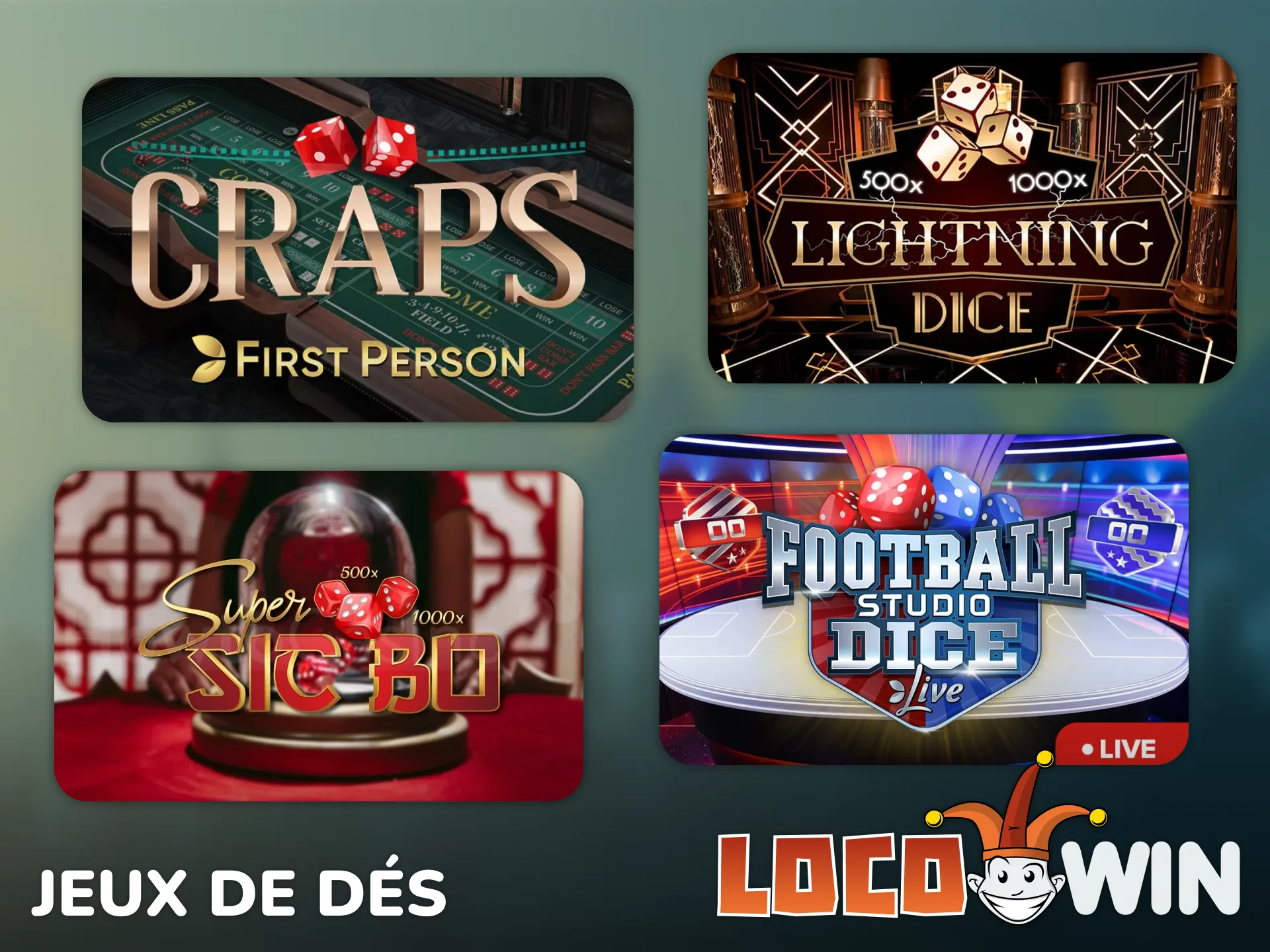 Essayez les jeux de dés du casino officiel Locowin.