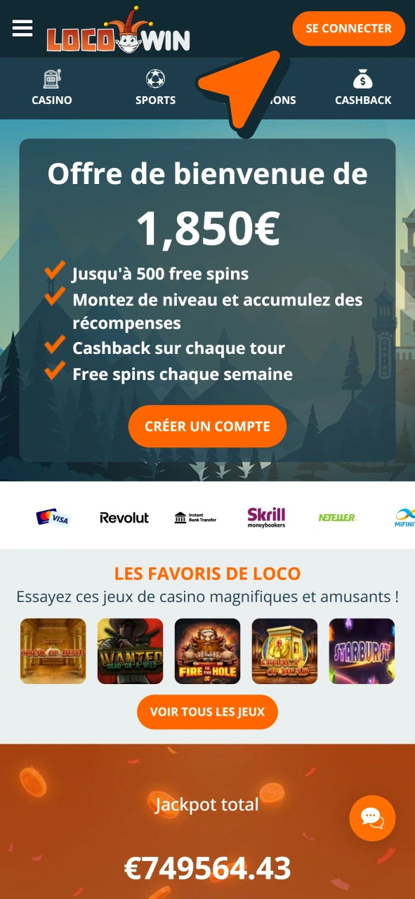 Connectez-vous à votre compte pour vos instructions de dépôt Locowin.