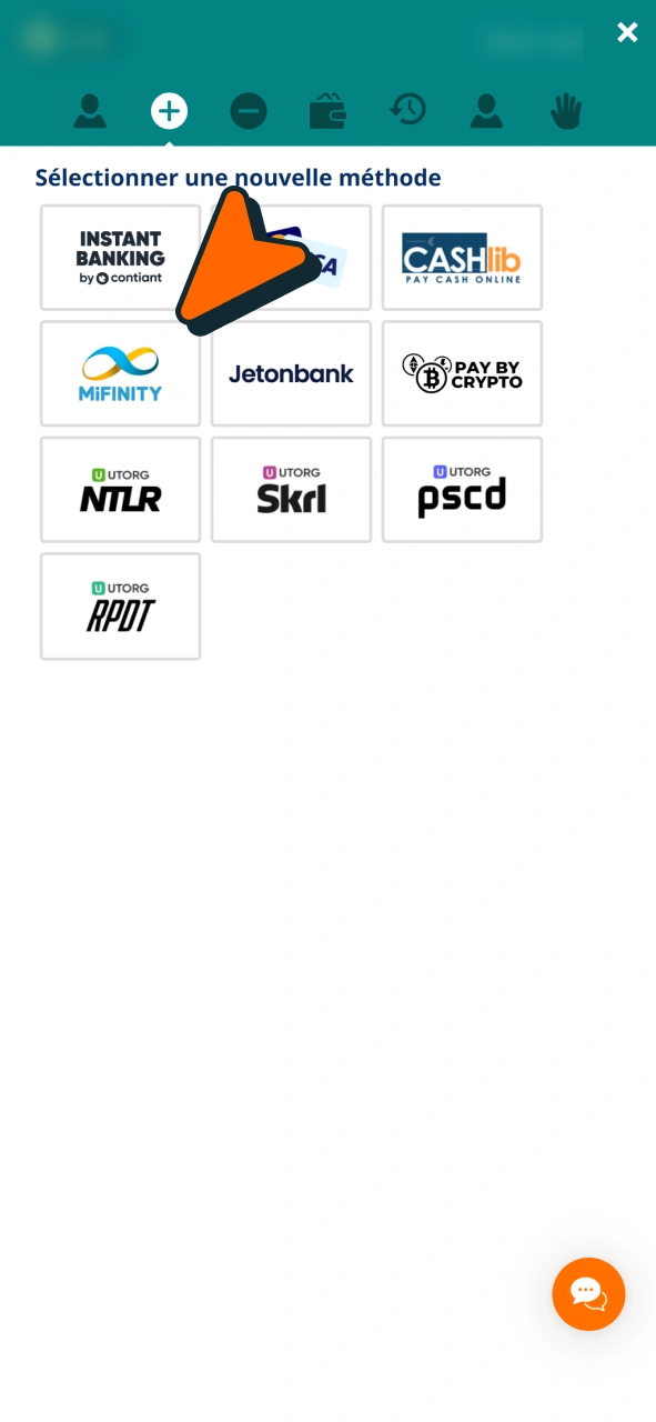 Choisissez votre mode de paiement sur la page de dépôt Locowin.