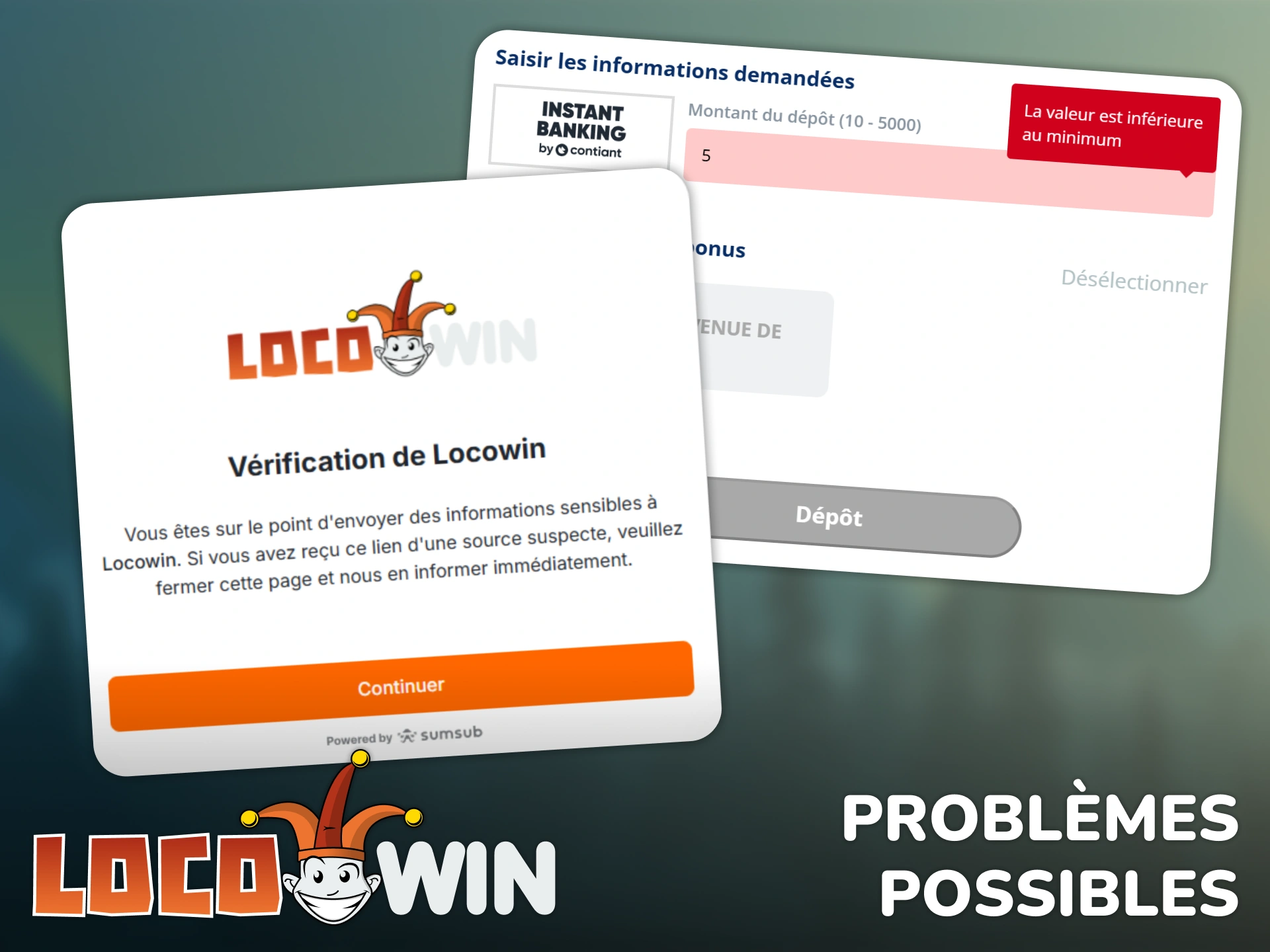 Identifiez et résolvez les problèmes de dépôt courants sur Locowin.