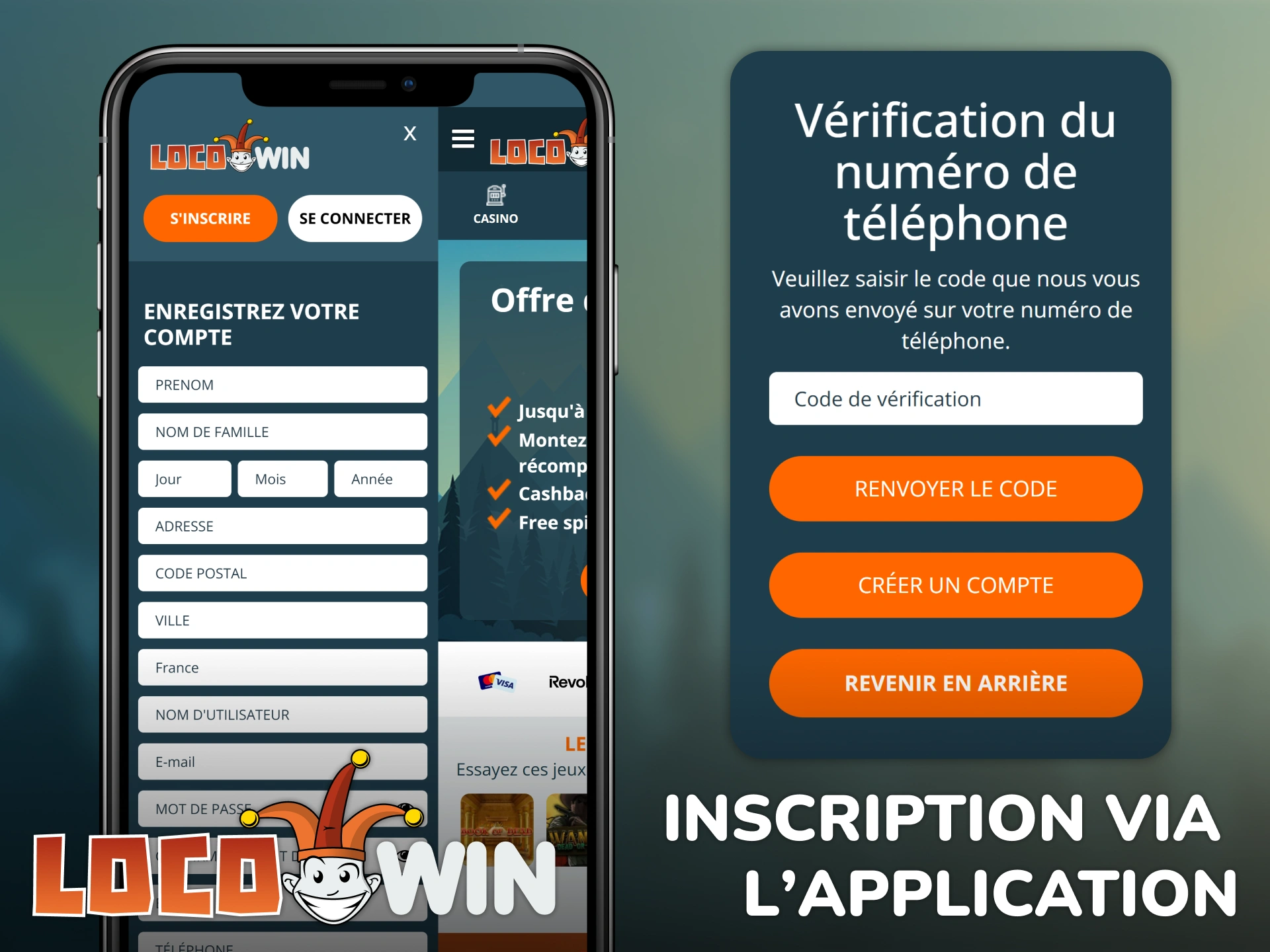 Téléchargez l'application mobile Locowin pour une inscription rapide et sécurisée.