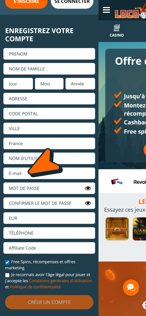 Remplissez le formulaire pour finaliser votre inscription sur Locowin.