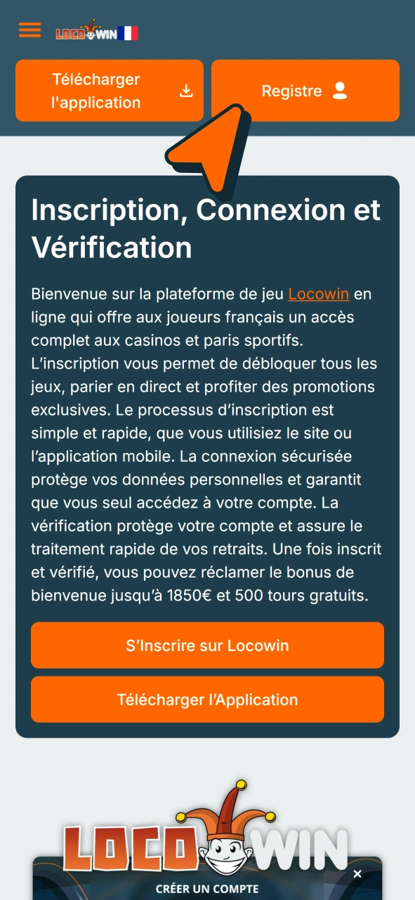 Créez votre compte débloquer votre bonus chez Locowin.
