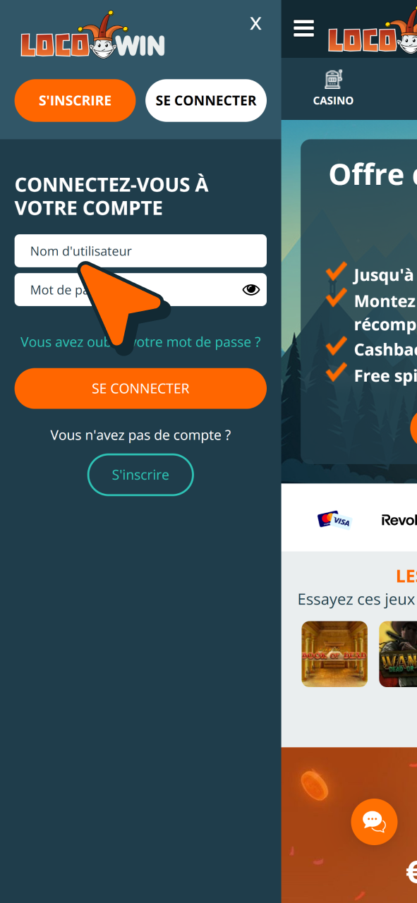 Identifiez-vous pour débuter sur les machines à sous chez Locowin.
