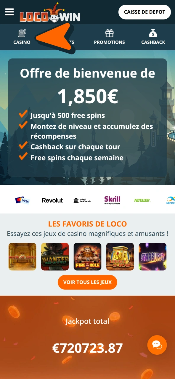 Accédez au catalogue pour débuter sur les machines à sous Locowin