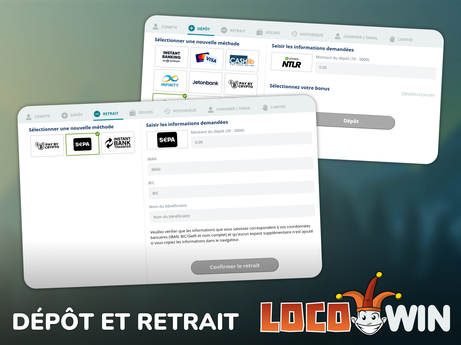 Gérez vos transactions pour jouer aux machines à sous sur Locowin.