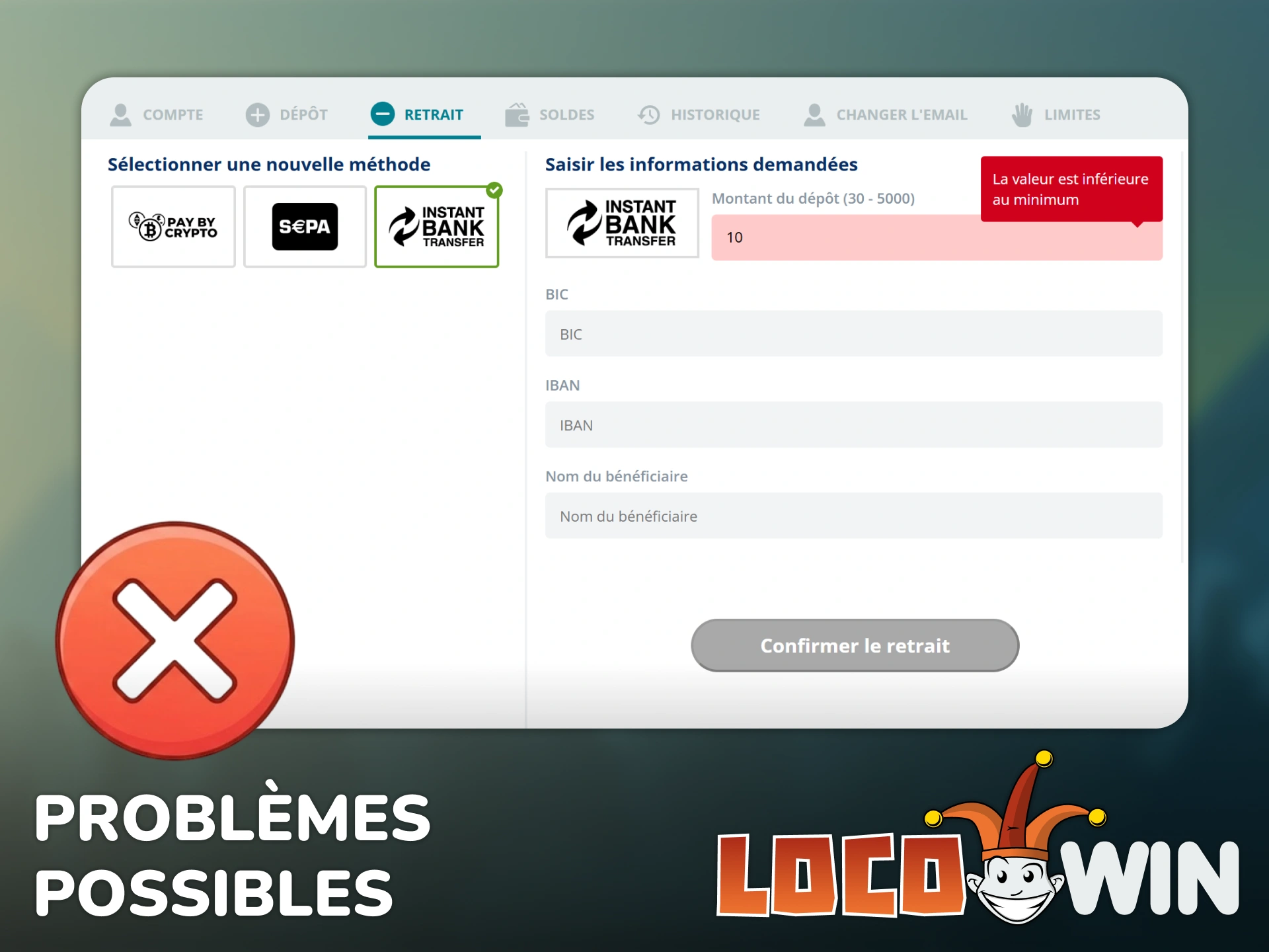 Résolvez les problèmes éventuels liés à vos retraits sur Locowin.